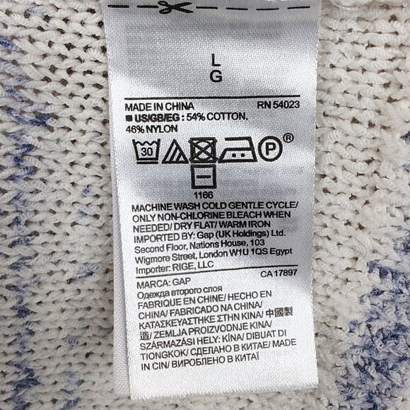 Gap Sweater Womens Size Large Blue White Marled Raglan 3/4 Sleeve - Picture 9 of 9